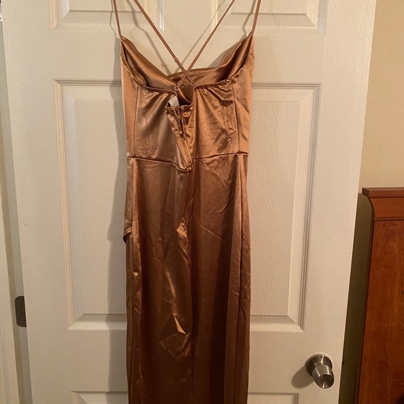 Gold Satin Evening Gown - Picture 2 of 2
